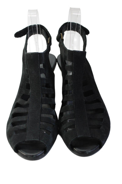 Arche Womens Suede Cutout Detail open Toe Slingback Heels Black Size EUR 38