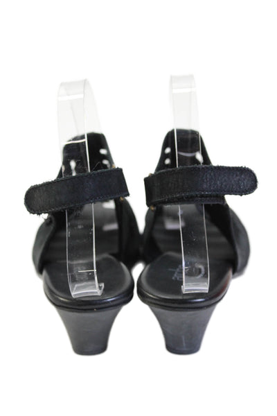 Arche Womens Suede Cutout Detail open Toe Slingback Heels Black Size EUR 38