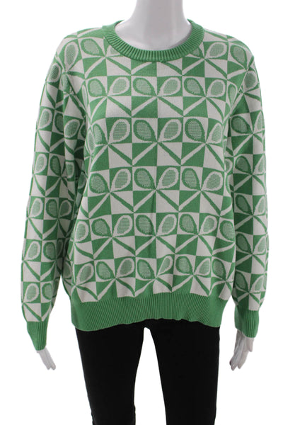 Fate Womens Cotton Graphic Tennis Print Long Sleeve Pullover Sweater Size M