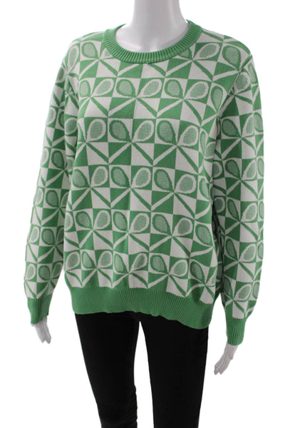 Fate Womens Cotton Graphic Tennis Print Long Sleeve Pullover Sweater Size M