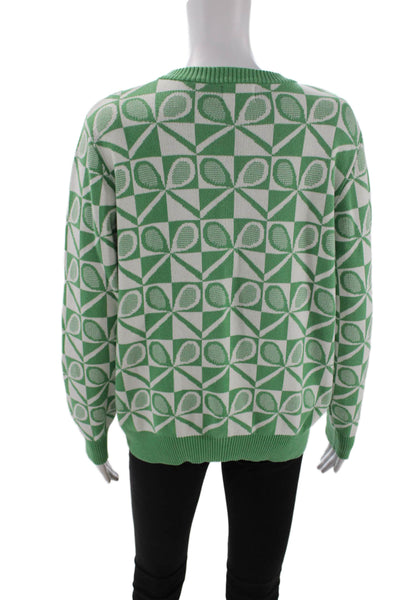 Fate Womens Cotton Graphic Tennis Print Long Sleeve Pullover Sweater Size M