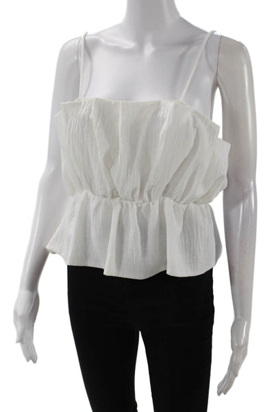 Zara Womens Layered Spaghetti Strap Crop Top White Size Large