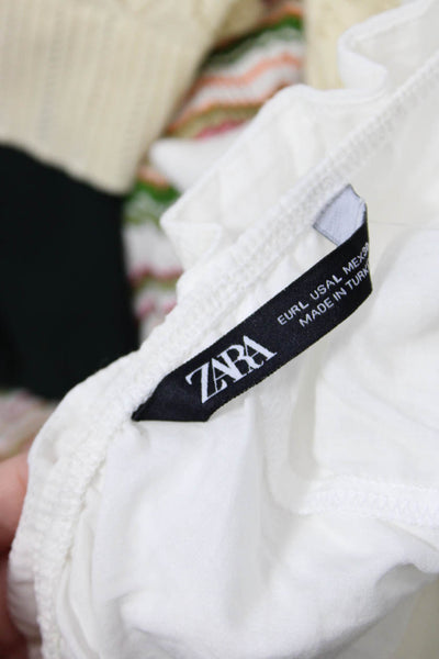 Zara Womens Layered Spaghetti Strap Crop Top White Size Large