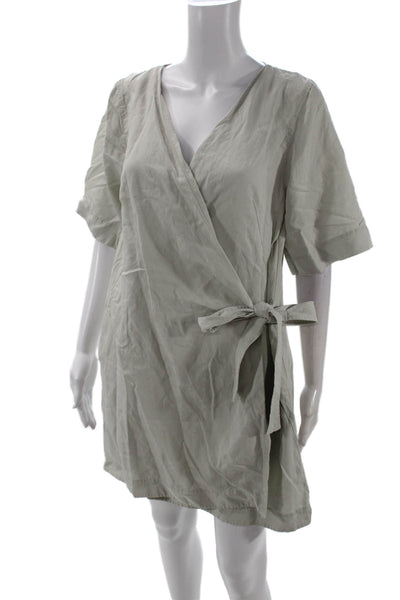 COS Womens Short Sleeves V Neck Wrap Dress Grey Size Extra Small