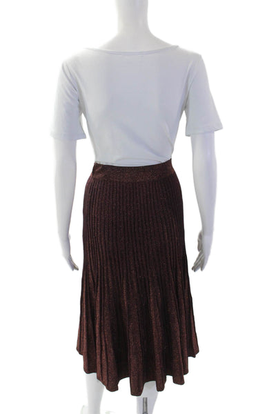 Elie Tahari Womens Pull On A Line Maxi Skirt Burgundy Metallic Size Extra Small