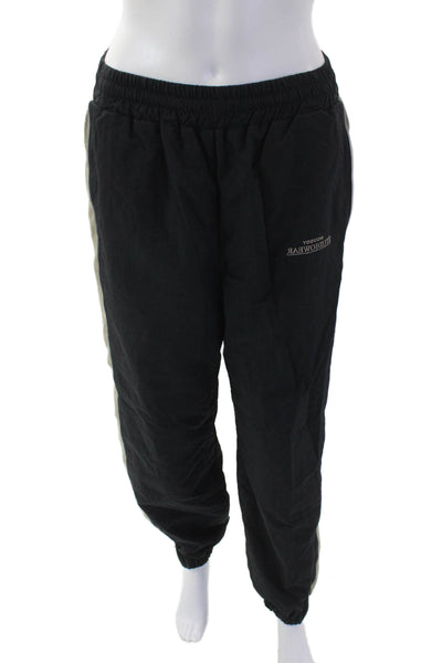 Moussy Womens Elastic Waistband High Rise Lightweight Pants Black Brown Small