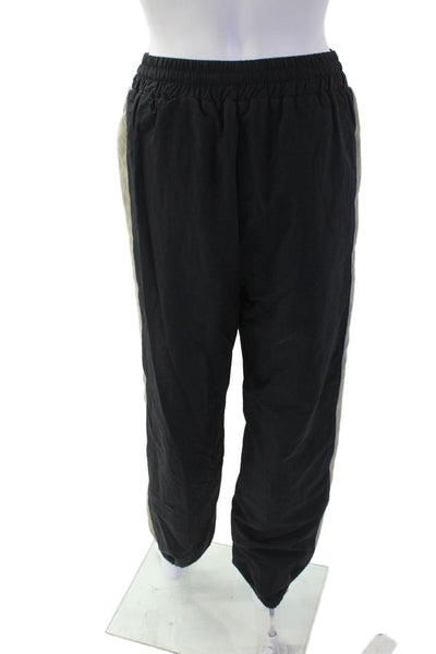Moussy Womens Elastic Waistband High Rise Lightweight Pants Black Brown Small
