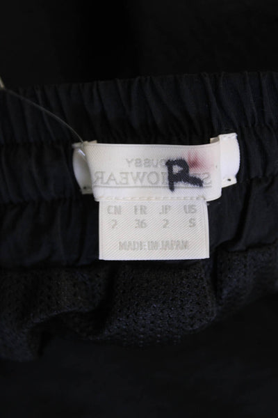 Moussy Womens Elastic Waistband High Rise Lightweight Pants Black Brown Small