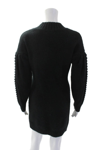 525 Womens Long Sleeve Mock Neck Cable Knit Sweater Dress Black Size Small