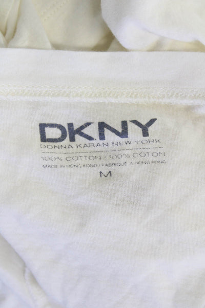 DKNY Womens Cotton Long Sleeve Round Neck Top White Size M