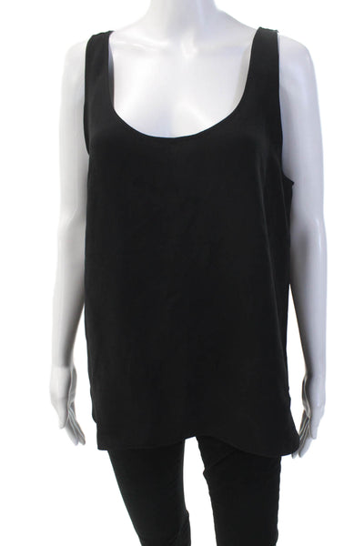 Adam Adam Lippes Womens Silk Scoop Neck Tank Top Blouse Black Size 12