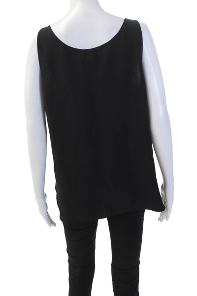 Adam Adam Lippes Womens Silk Scoop Neck Tank Top Blouse Black Size 12