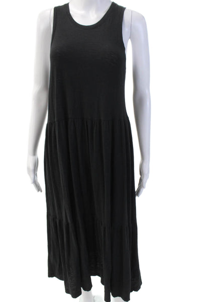 Nation LTD Womens Pima Cotton Scoop Neck Sleeveless Maxi Dress Black Size S