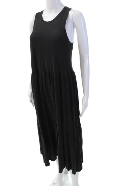 Nation LTD Womens Pima Cotton Scoop Neck Sleeveless Maxi Dress Black Size S