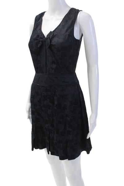 Marc By Marc Jacobs Womens Silk Blend Bow Detail Sleeveless Dress Navy Size 2