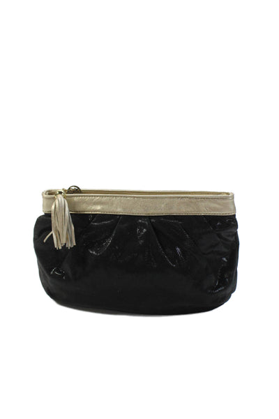 Lily Pulitzer Womens Metallic Zip Up Makeup Pouch Bag Black