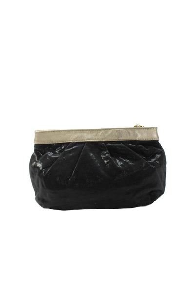 Lily Pulitzer Womens Metallic Zip Up Makeup Pouch Bag Black