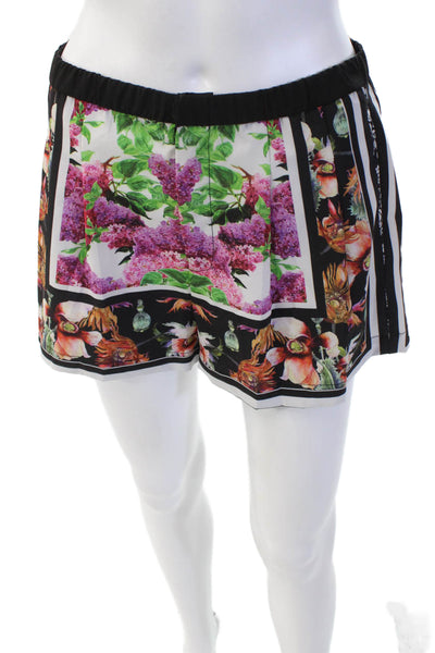 Clover Canyon Womens Floral Print Elastic Waist Zip Fly Shorts Multicolor Size S