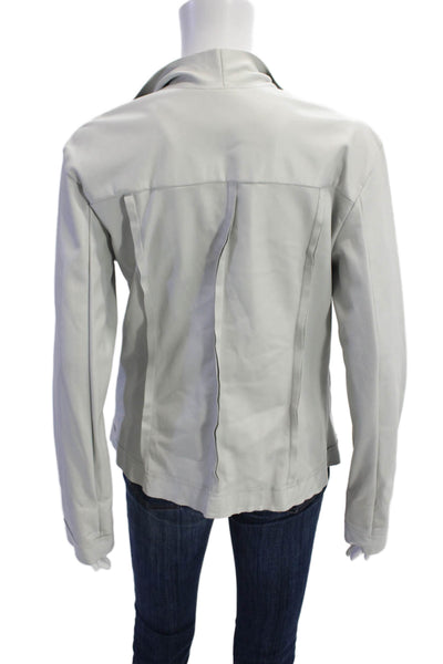 Planet Womens Faux Leather Tie Closure Wrap Jacket Grey Size 0