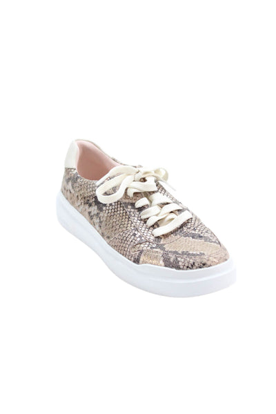 Cole Haan Grand Series Womens Snakeskin Print Low Top Sneakers Gold Size 6.5 B