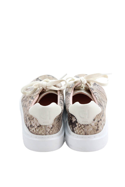 Cole Haan Grand Series Womens Snakeskin Print Low Top Sneakers Gold Size 6.5 B