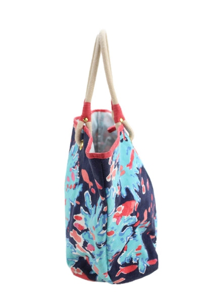 Lilly Pulitzer Womens Abstract Print Tote Shoulder Handbag Multi Colored