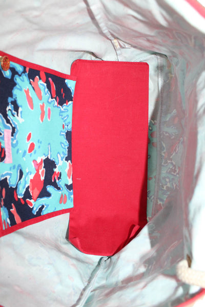 Lilly Pulitzer Womens Abstract Print Tote Shoulder Handbag Multi Colored