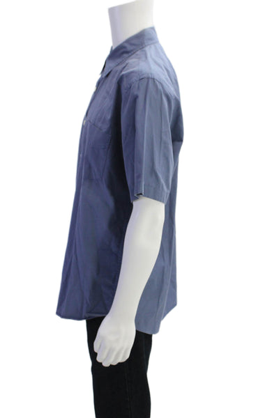 J Crew Mens Cotton Collar Short Sleeve Button Down Shirt Blue Size L
