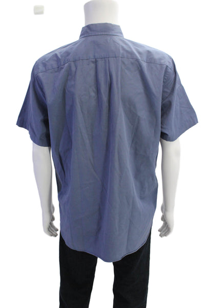 J Crew Mens Cotton Collar Short Sleeve Button Down Shirt Blue Size L