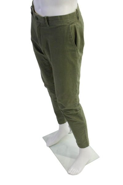 J Crew Mens Cotton Stretch Flat Front Straight Leg Pants Green Size 34x32