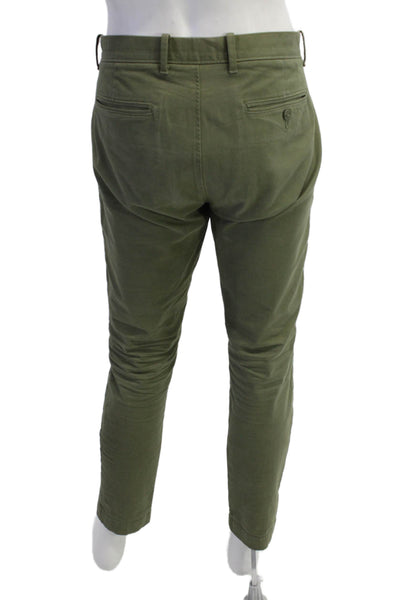 J Crew Mens Cotton Stretch Flat Front Straight Leg Pants Green Size 34x32