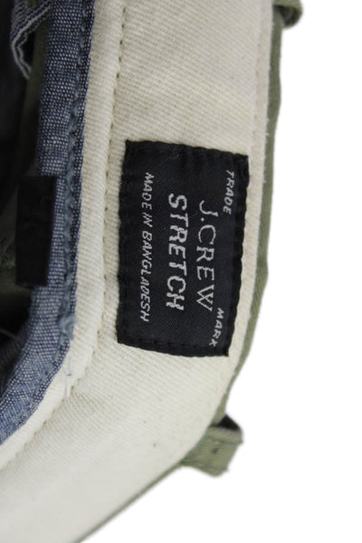J Crew Mens Cotton Stretch Flat Front Straight Leg Pants Green Size 34x32