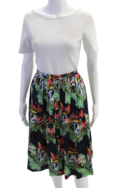 Brooks Brothers Womens Cotton Buttoned Tropical Print Skirt Multicolor Size 8