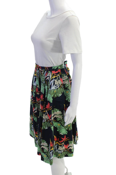 Brooks Brothers Womens Cotton Buttoned Tropical Print Skirt Multicolor Size 8