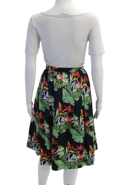 Brooks Brothers Womens Cotton Buttoned Tropical Print Skirt Multicolor Size 8