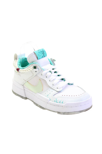 Nike Womens Lace Up Nike Dunk Low Disrupt Forbidden City Sneakers White Blue 8