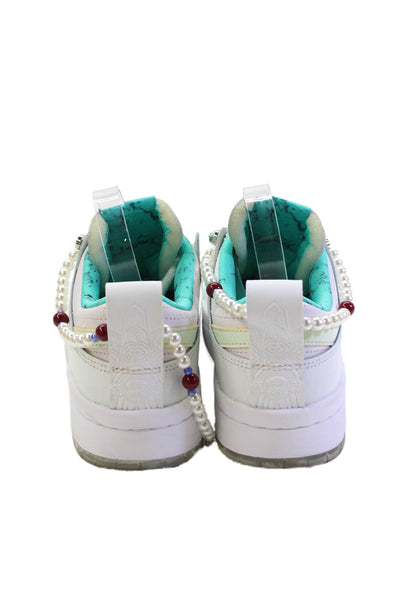 Nike Womens Lace Up Nike Dunk Low Disrupt Forbidden City Sneakers White Blue 8