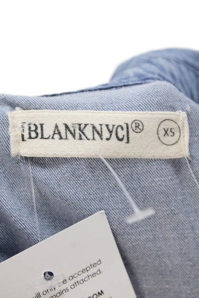 BLANKNYC Womens Denim Look Button Up Long Sleeve Romper Blue Size XS