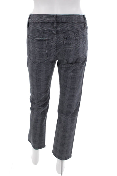 Frame Womens Cotton Plaid Mid-Rise Skinny Pants Black Size 28