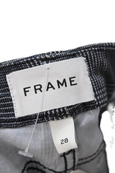 Frame Womens Cotton Plaid Mid-Rise Skinny Pants Black Size 28
