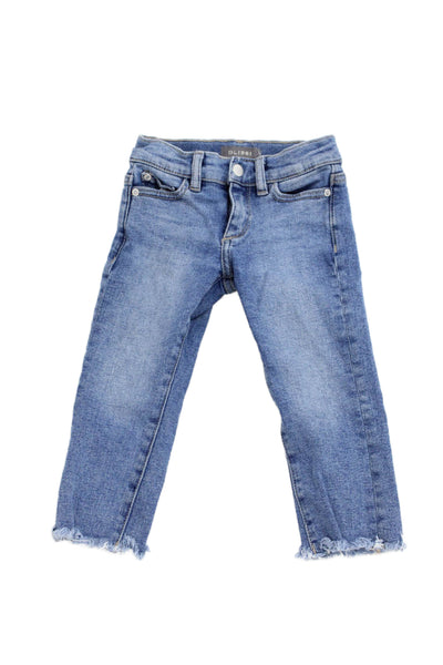 DL 1961 Girls Cotton Straight Leg Fray Hem Zip Fly Denim Jeans Blue Size 3