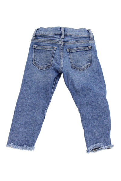 DL 1961 Girls Cotton Straight Leg Fray Hem Zip Fly Denim Jeans Blue Size 3