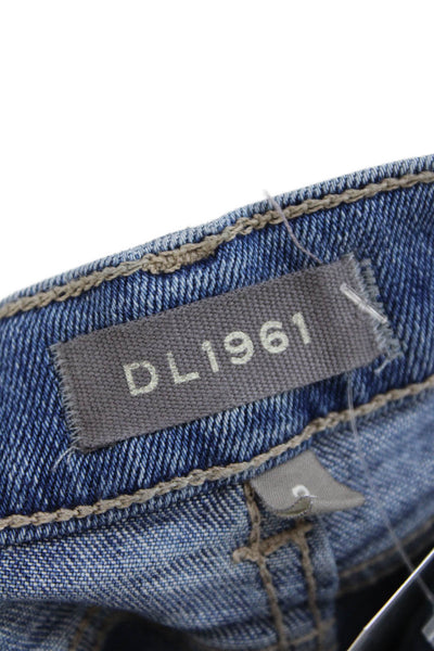 DL 1961 Girls Cotton Straight Leg Fray Hem Zip Fly Denim Jeans Blue Size 3