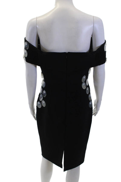 Safiyaa Womens Circle Applique Off The Shoulder Pencil Dress Black Size Small