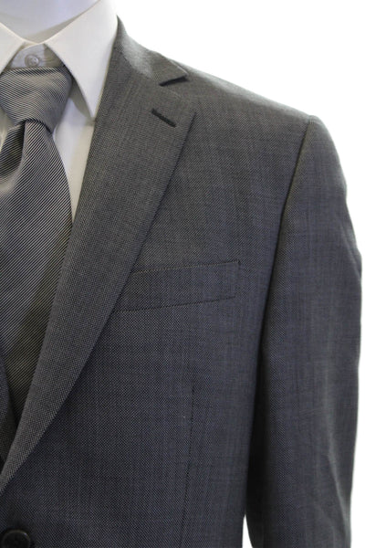 DKNY Mens Wool Single Breasted Solid Blazer Gray Size 40