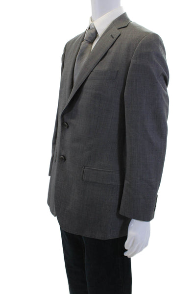 DKNY Mens Wool Single Breasted Solid Blazer Gray Size 40