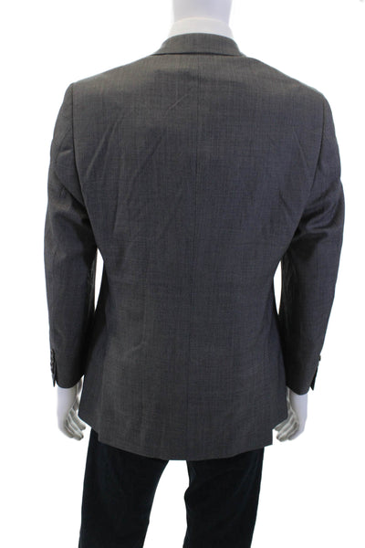 DKNY Mens Wool Single Breasted Solid Blazer Gray Size 40