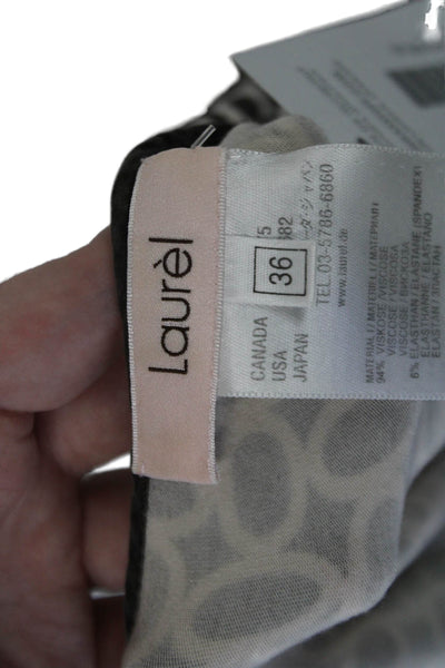 Laurel Womens Geometric Print Quarter Sleeve Round Neck Shirt Brown Size 36