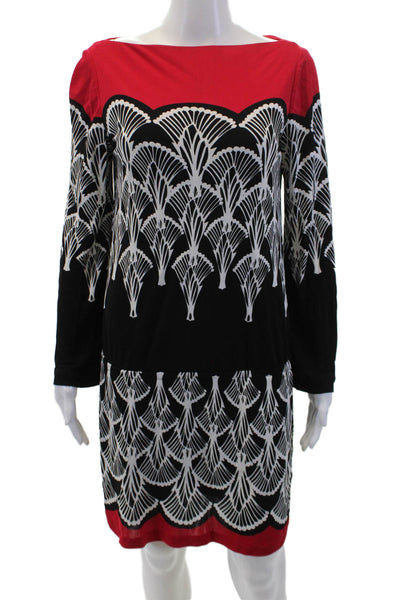 Nicole Miller Womens Abstract Print Long Sleeve Shift Dress Multicolor Size S