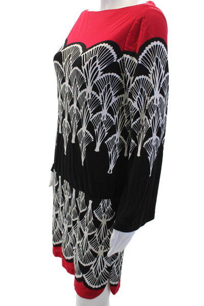 Nicole Miller Womens Abstract Print Long Sleeve Shift Dress Multicolor Size S